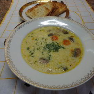 Рецепт Сырного супа с шампиньонами