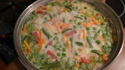 Рецепт сырного супа с сосисками