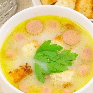 Рецепт Сырного супа с сосиской