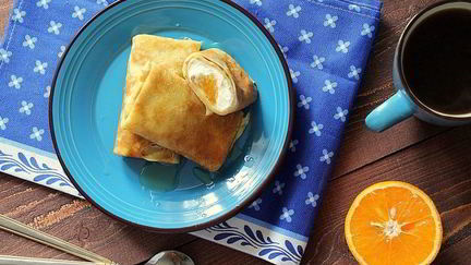 Рецепт Апельсиновых блинчиков с творогом