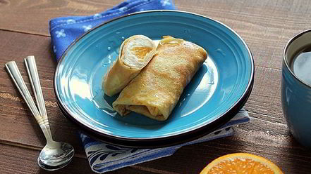 Рецепт апельсиновых блинчиков с творогом