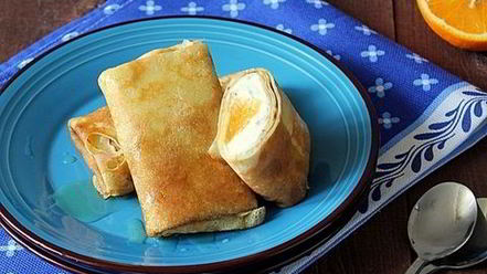 Рецепт апельсиновых блинчиков с творогом