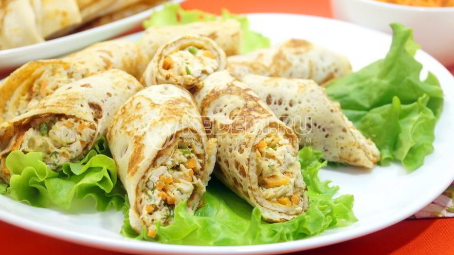 Рецепт блинов с курицей и морковью по-корейски