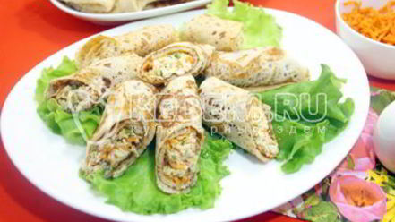 Рецепт блинов с курицей и морковью по-корейски