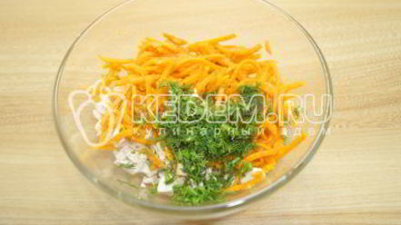 Рецепт блинов с курицей и морковью по-корейски