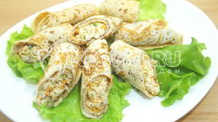 Рецепт блинов с курицей и морковью по-корейски