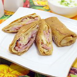 Рецепт Блинов с ветчиной и сыром