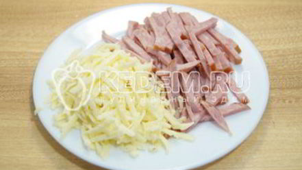 Рецепт блинов с ветчиной и сыром