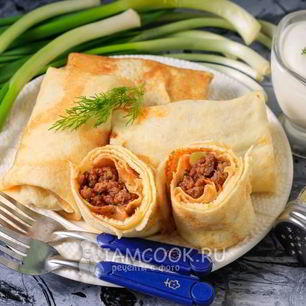 Рецепт Фаршированных блинов с фаршем