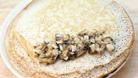 Рецепт фаршированных блинов с сыром и грибами