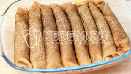 Рецепт фаршированных блинов с сыром и грибами