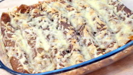 Рецепт фаршированных блинов с сыром и грибами