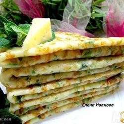 Рецепт Сырных блинов с зеленью