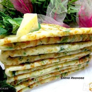 Рецепт Сырных блинов с зеленью