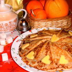 Рецепт Тонких блинчиков с сырной прослоечкой