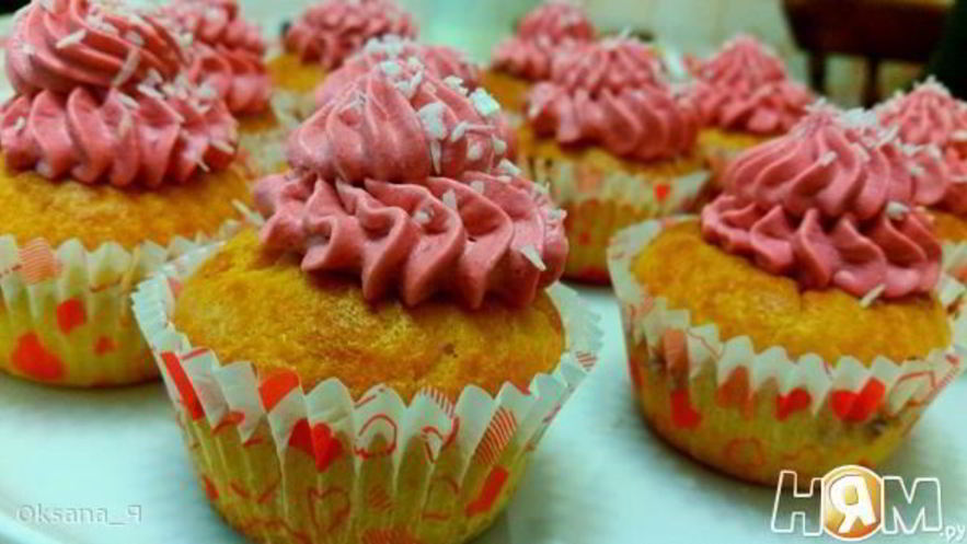 Рецепт творожных кексиков с кремом и джемом