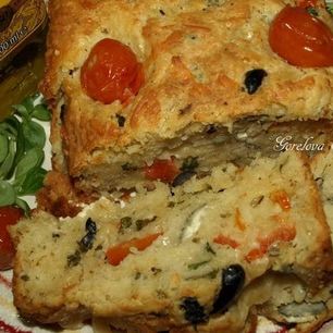 Рецепт Сырного хлеба с маслинами и помидорами черри