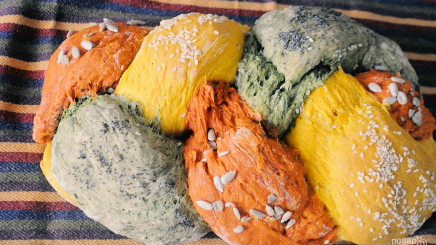 Рецепт трехцветного хлеба с натуральными красителями