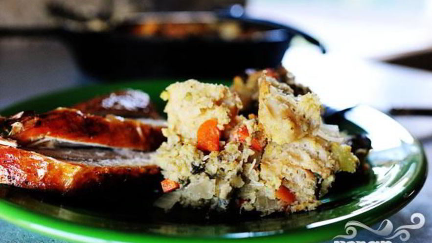 Рецепт жареного хлеба с устрицами и овощами