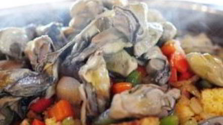 Рецепт жареного хлеба с устрицами и овощами