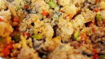 Рецепт жареного хлеба с устрицами и овощами