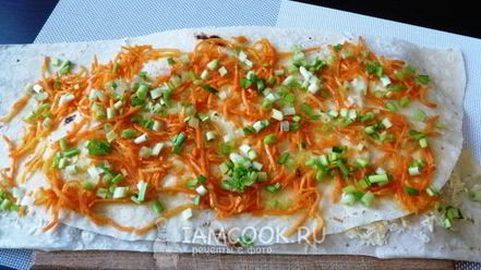 Рецепт лаваша с корейской морковкой и сыром