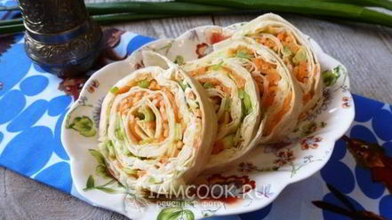 Рецепт лаваша с корейской морковкой и сыром