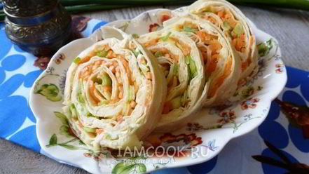 Рецепт лаваша с корейской морковкой и сыром