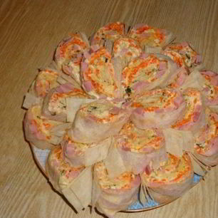 Рецепт Лаваша с корейской морковкой и ветчиной