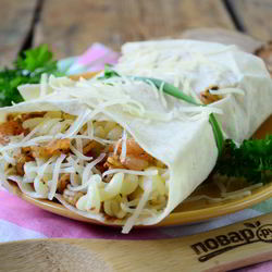 Рецепт Пасты с креветками в лаваше