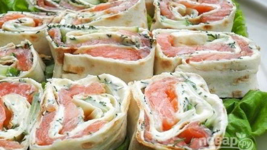 Рецепт рулета с лаваша с семгой