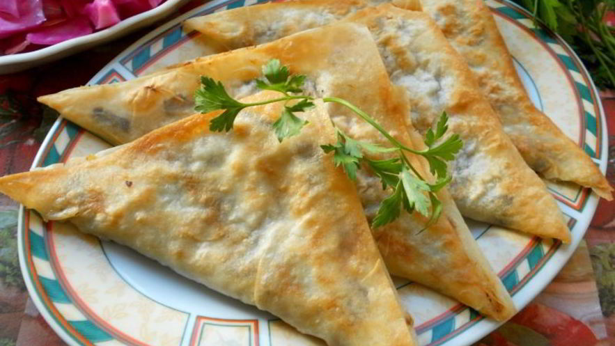 Рецепт треугольничков из лаваша с картофелем и грибами