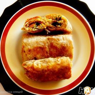 Рецепт Закуски из лаваша с курицей и баклажанами