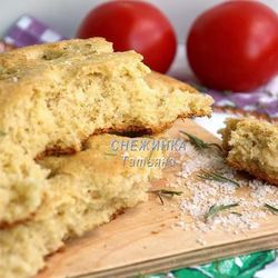 Рецепт Фокаччи из трех видов муки с розмарином