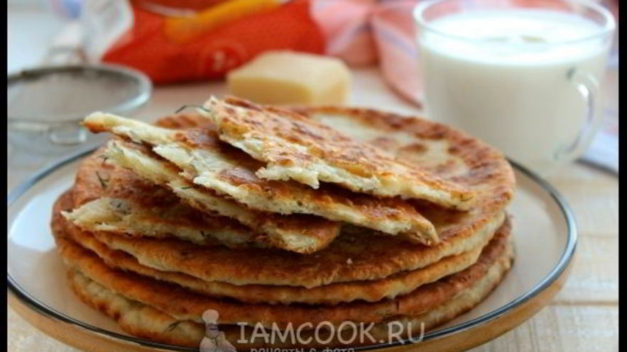 Рецепт лепешек на кефире с сыром и зеленью