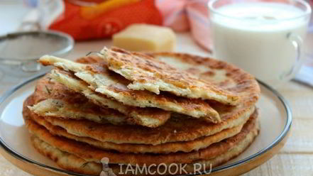 Рецепт лепешек на кефире с сыром и зеленью