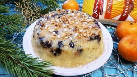 Рецепт манника с шоколадом и миндалем