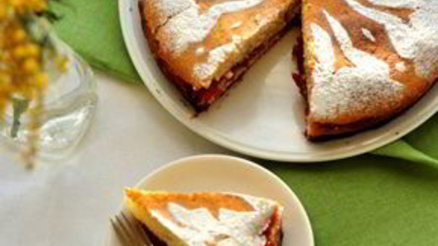 Рецепт манника с земляничным джемом