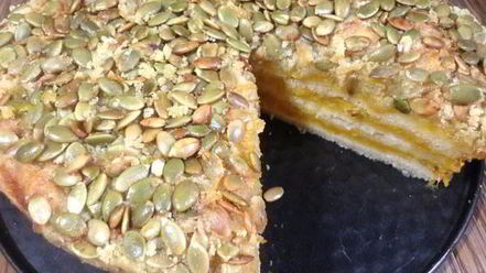 Рецепт насыпного манника с тыквенной начинкой