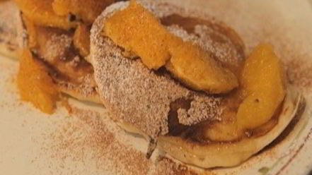 Рецепт оладий с апельсиновым соусом и корицей