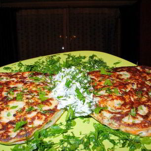 Рецепт Оладий с семгой и зеленью