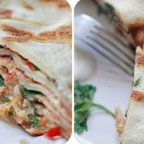 Рецепт Блинного пирога с помидорами, грибами и сыром