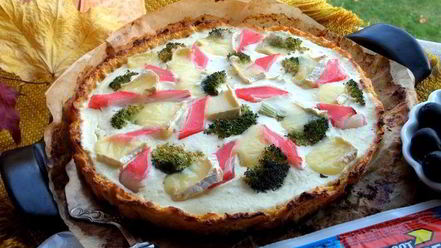 Рецепт киша на овощном корже с крабовыми палочками