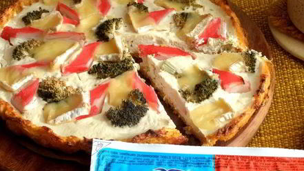 Рецепт киша на овощном корже с крабовыми палочками