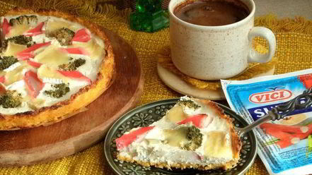 Рецепт киша на овощном корже с крабовыми палочками