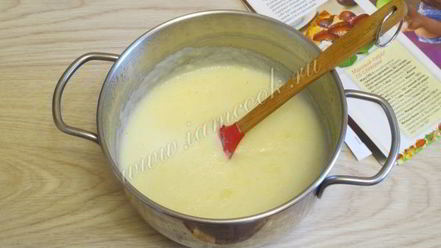 Рецепт манного пирога с фруктами