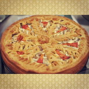 Рецепт Открытого рыбного пирога с грибами