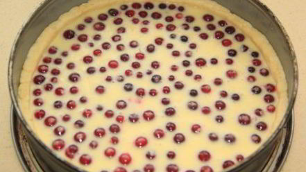 Рецепт песочно-сметанного пирог с клюквой