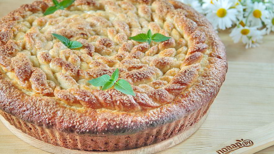 Рецепт пирога с яблоками в сливках