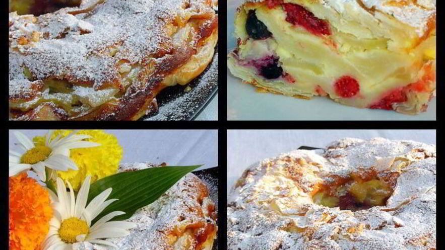 Рецепт яблочно-ягодного пирог-десерт с заливкой